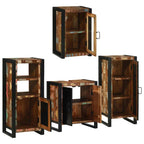 Badezimmermöbel-Set mit Regal 4 pcs Mehrfarbig Massives Altholz