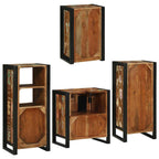 Badezimmermöbel-Set mit Regal 4 pcs Mehrfarbig Massives Altholz