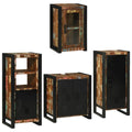 Badezimmermöbel-Set mit Regal 4 pcs Mehrfarbig Massives Altholz