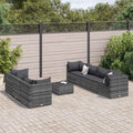8-tlg. Garten-Lounge-Set mit Kissen Grau Poly Rattan