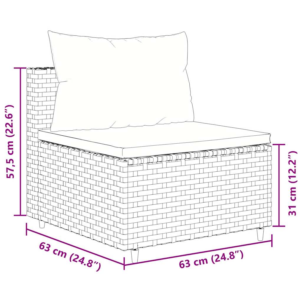 4-tlg. Garten-Lounge-Set mit Kissen Braun Poly Rattan