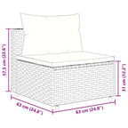 4-tlg. Garten-Lounge-Set mit Kissen Grau Poly Rattan