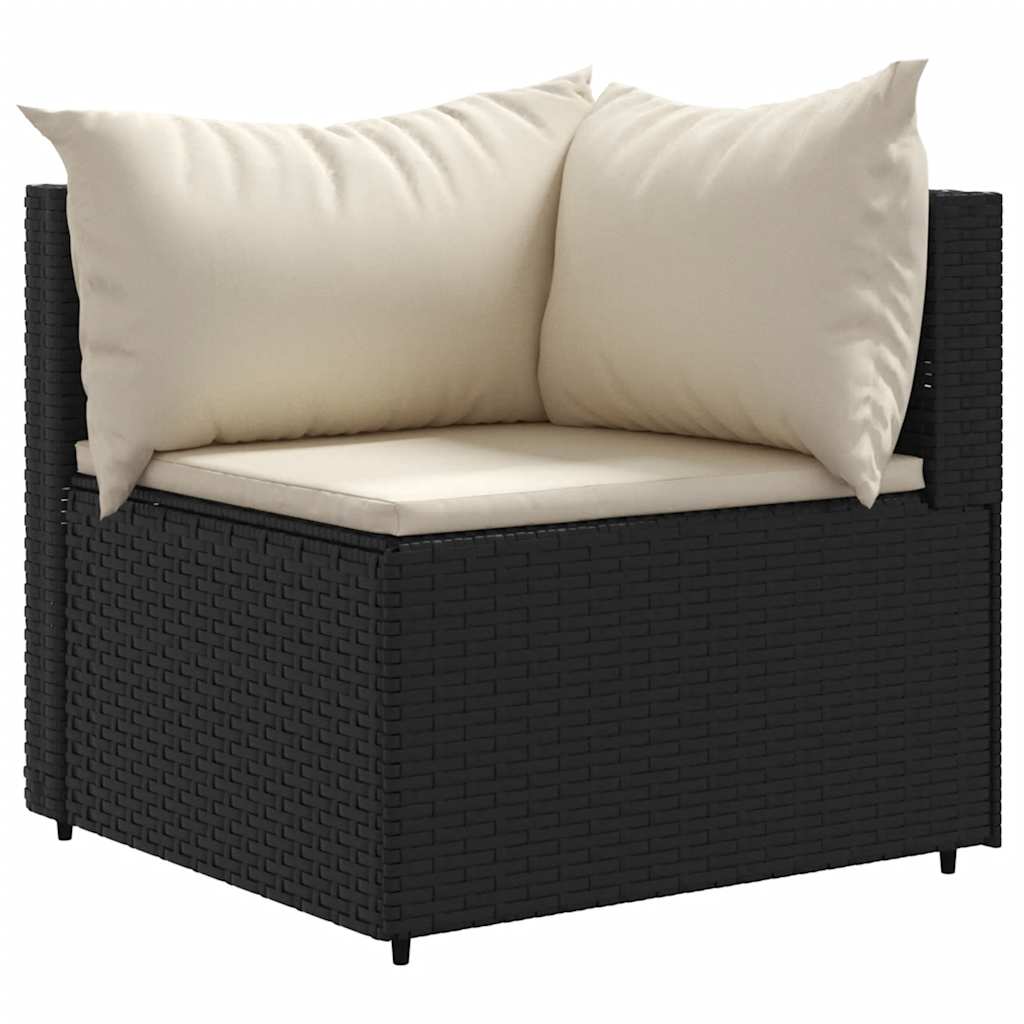 6-tlg. Garten-Lounge-Set mit Kissen Schwarz Poly Rattan