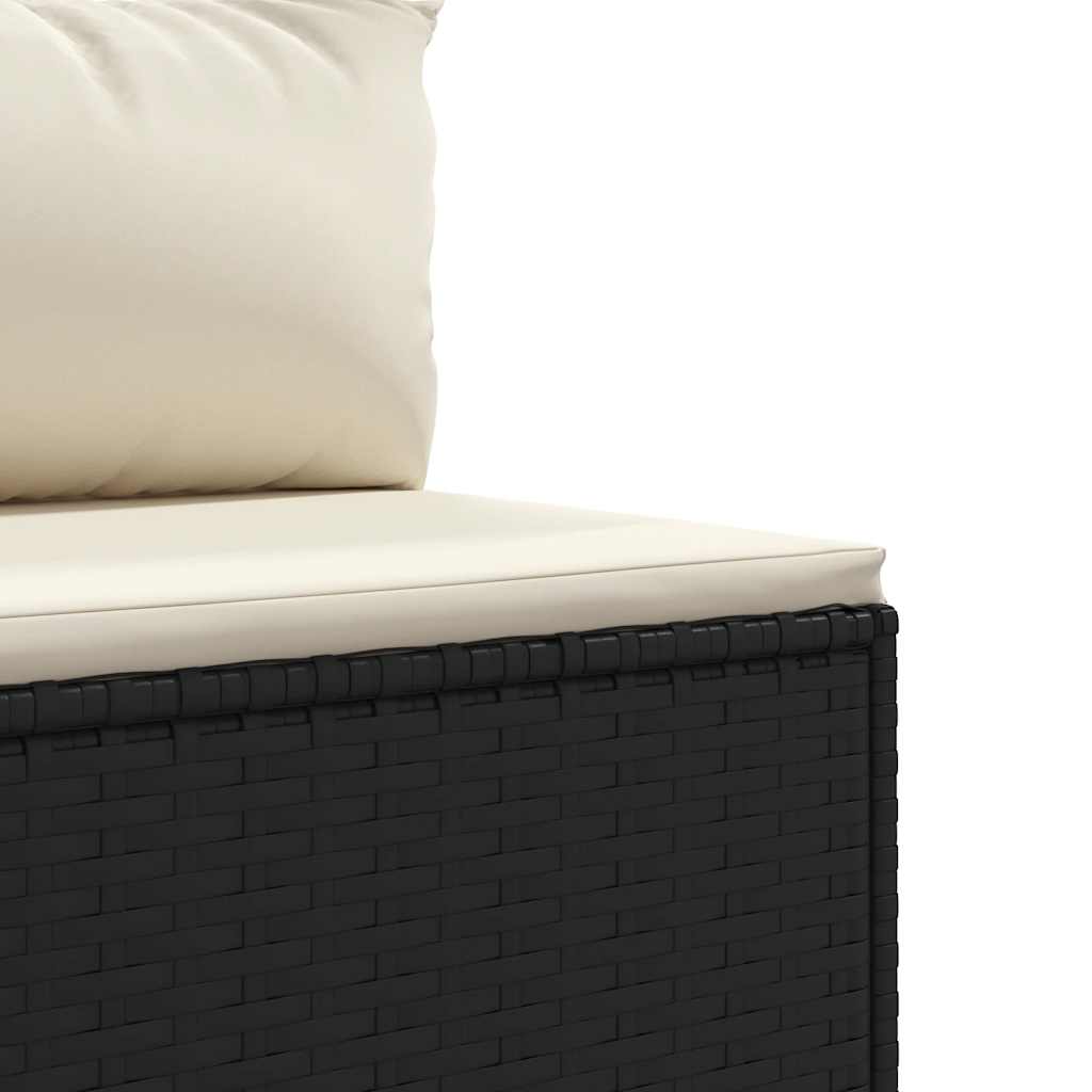 6-tlg. Garten-Lounge-Set mit Kissen Schwarz Poly Rattan