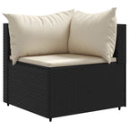 5-tlg. Garten-Lounge-Set mit Kissen Schwarz Poly Rattan