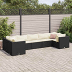 7-tlg. Garten-Lounge-Set mit Kissen Schwarz Poly Rattan