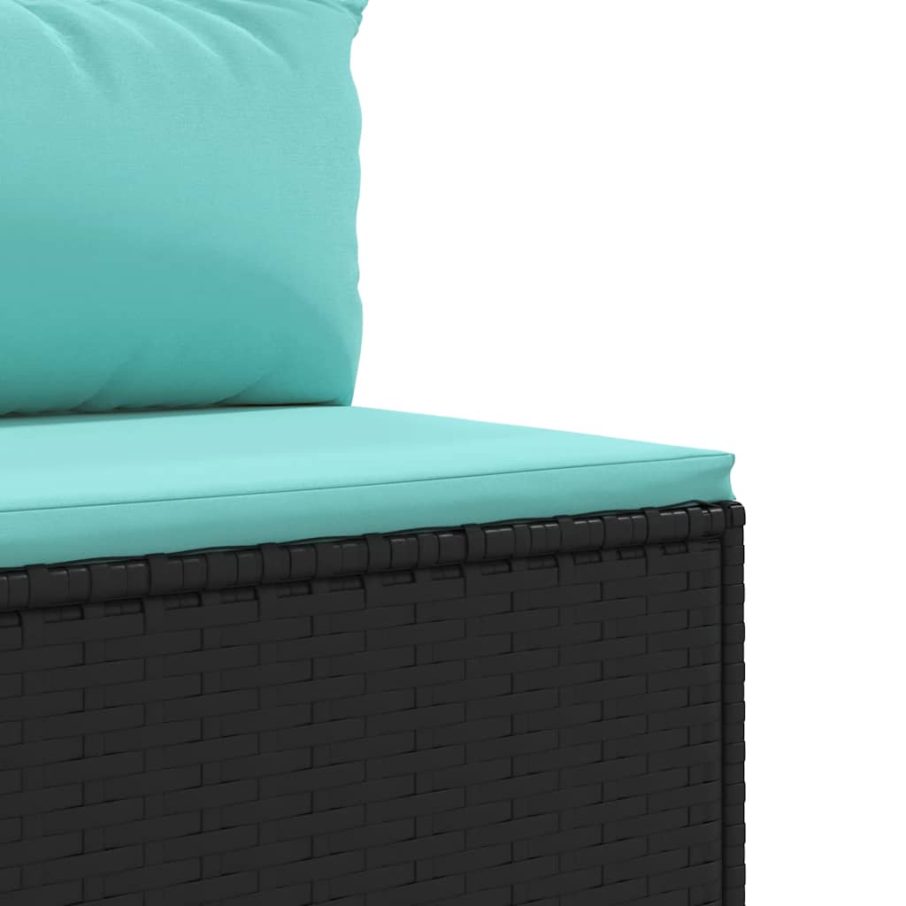 9-tlg. Garten-Lounge-Set mit Kissen Schwarz Poly Rattan