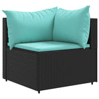 10-tlg. Garten-Sofagarnitur mit Kissen Schwarz Poly Rattan