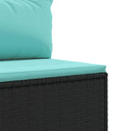 11-tlg. Garten-Sofagarnitur mit Kissen Schwarz Poly Rattan