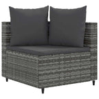 5-tlg. Garten-Sofagarnitur mit Kissen Grau Poly Rattan
