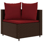 8-tlg. Garten-Sofagarnitur mit Kissen Braun Poly Rattan