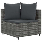 7-tlg. Garten-Sofagarnitur mit Kissen Grau Poly Rattan