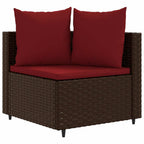 7-tlg. Garten-Sofagarnitur mit Kissen Braun Poly Rattan