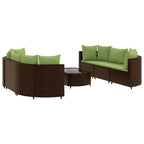 7-tlg. Garten-Sofagarnitur mit Kissen Braun Poly Rattan