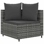 5-tlg. Garten-Sofagarnitur mit Kissen Grau Poly Rattan