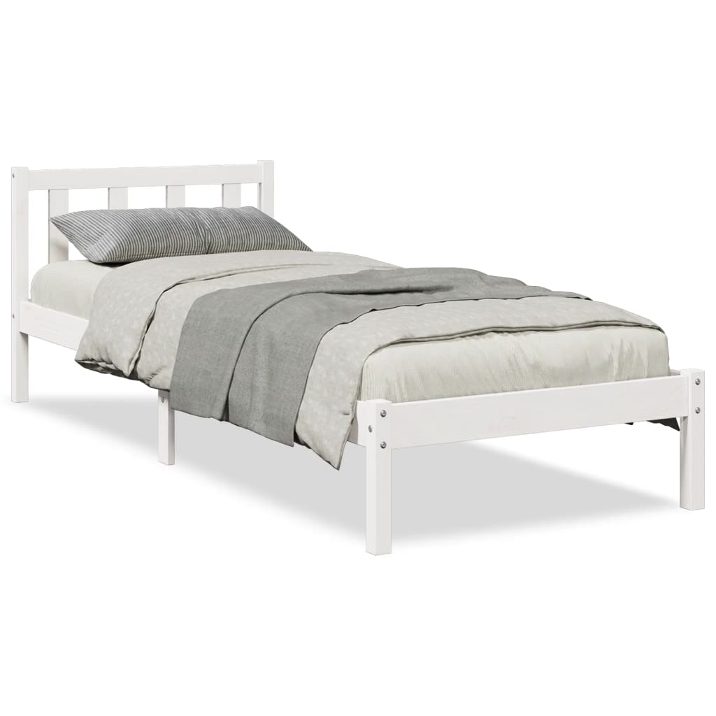 Massivholzbett Extra Lang ohne Matratze Weiß 100x220 Kieferholz