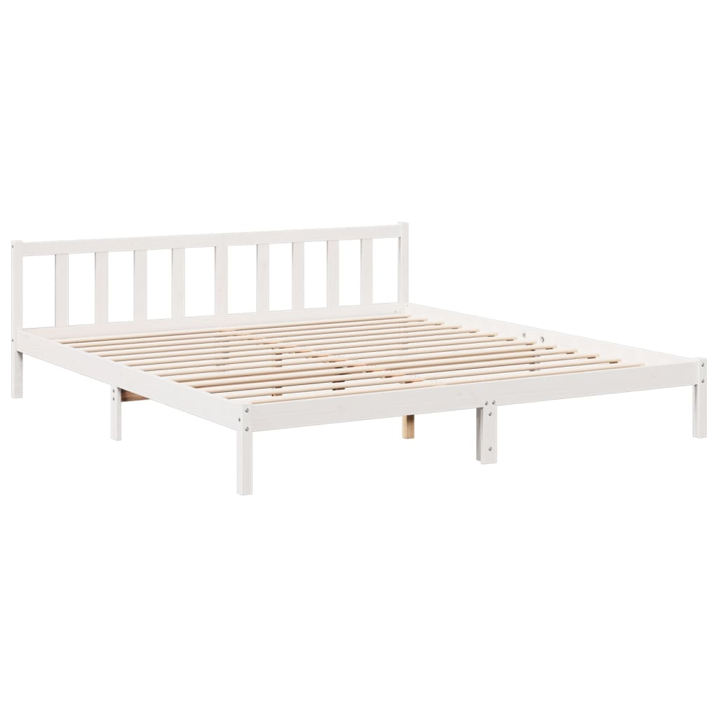 Massivholzbett Extra Lang ohne Matratze Weiß 200x220 Kieferholz