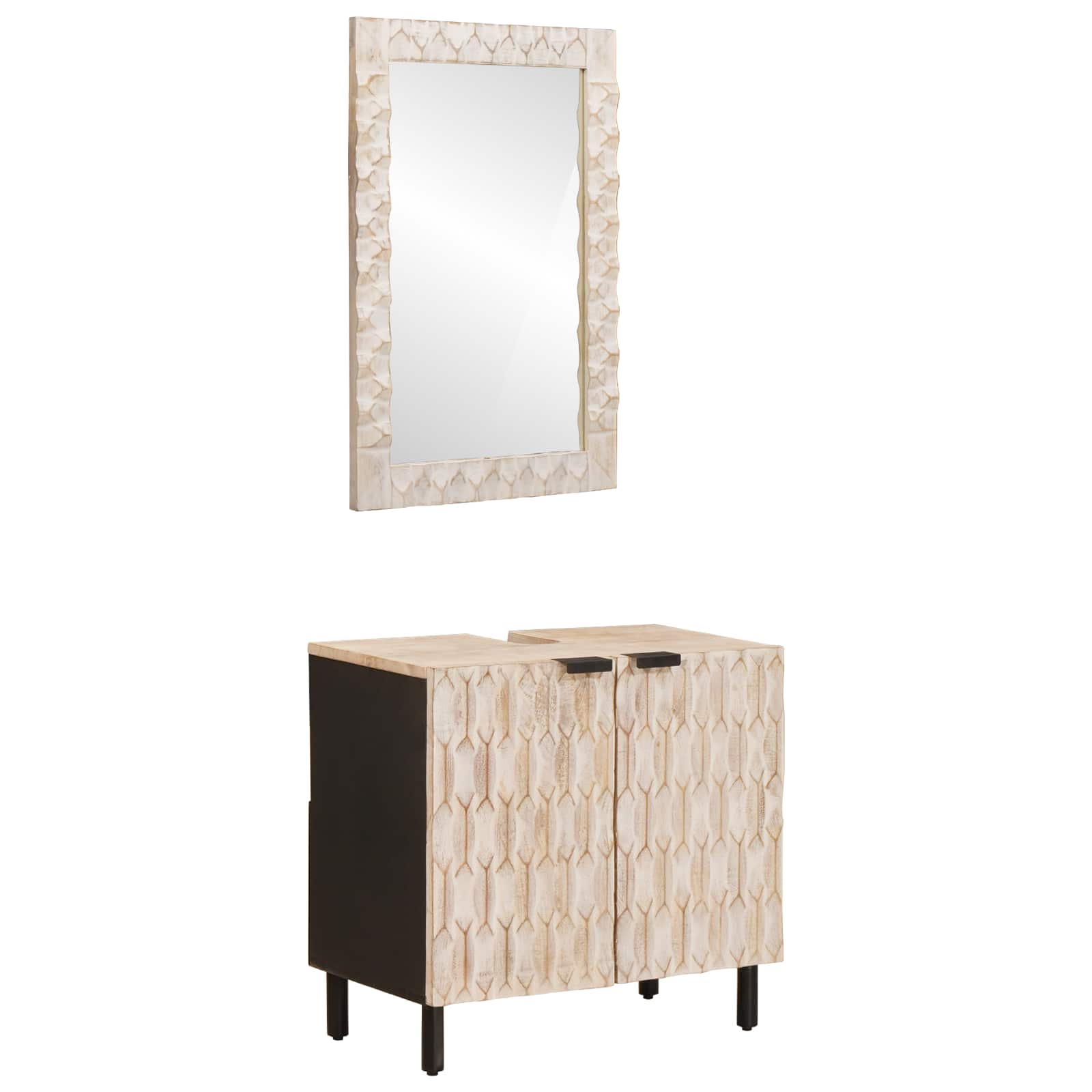 Badezimmer Sets Weiße gewaschene Oberfläche Massivholz Mango