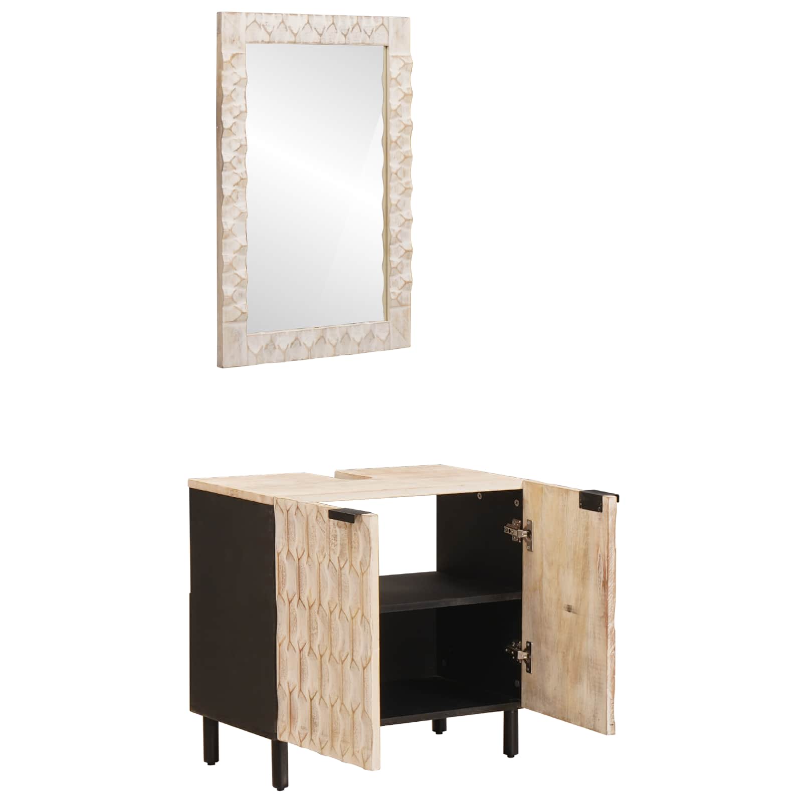 Badezimmer Sets Weiße gewaschene Oberfläche Massivholz Mango