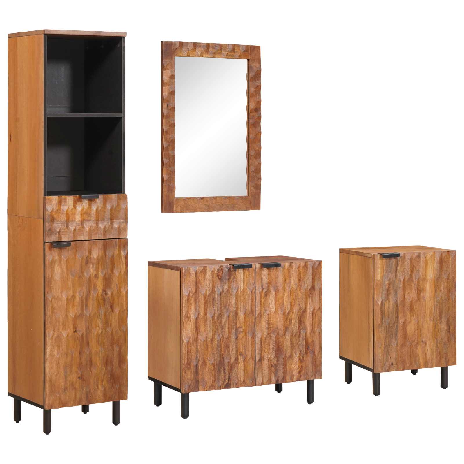 Badezimmer Sets 4 pcs Akazie Braun Winish Massivholz Mango