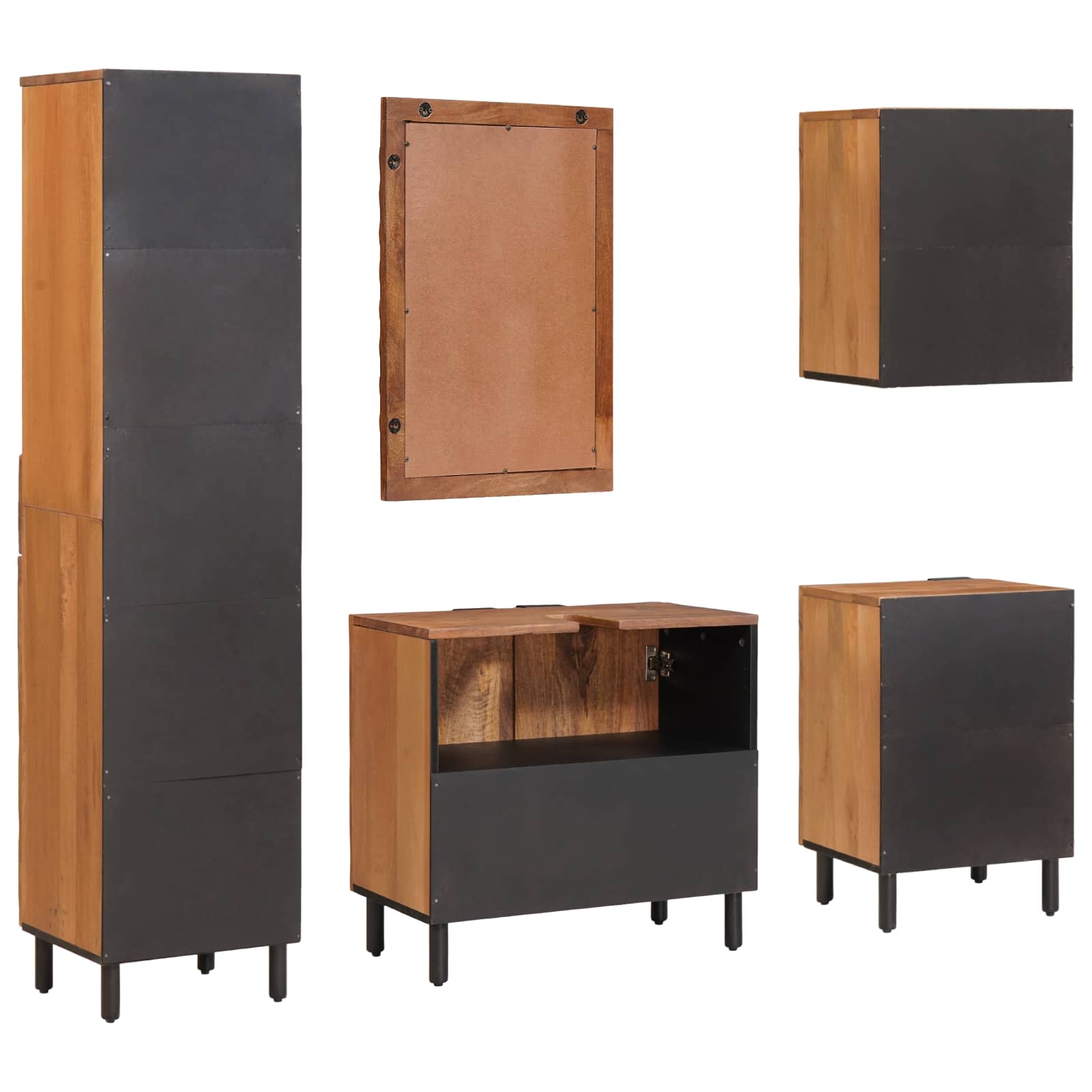 Badezimmer Sets 5 pcs Akazie Braun Winish Massivholz Mango