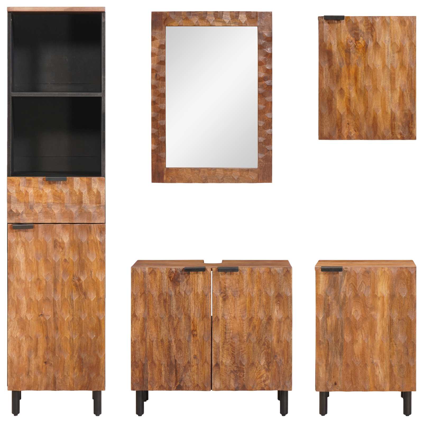 Badezimmer Sets 5 pcs Akazie Braun Winish Massivholz Mango