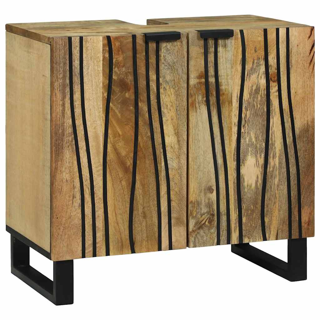 Badezimmerschrank-Set 2 pcs Natur Massivholz Mango