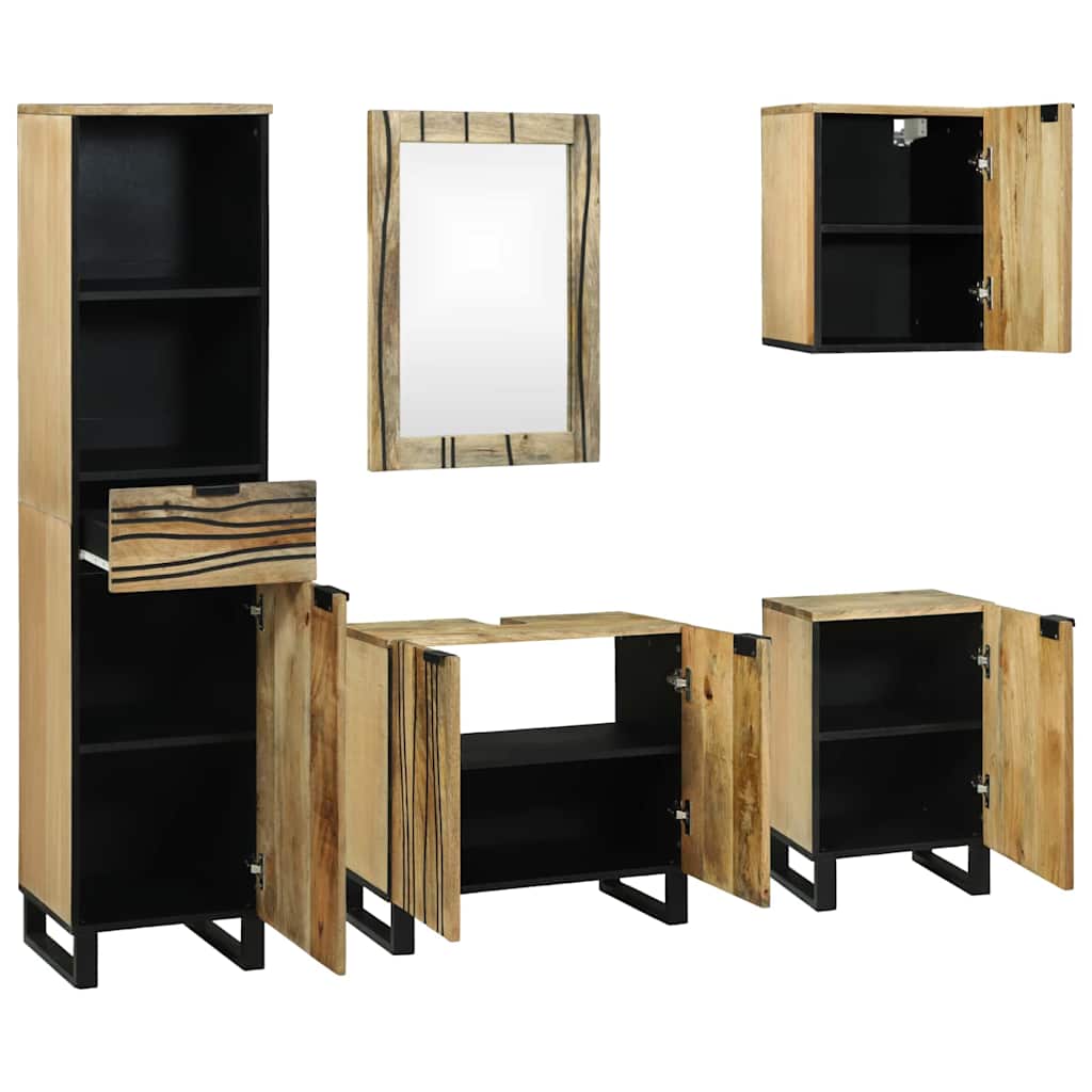 Badezimmermöbel-Set mit Schubladen 5 pcs Braun Holzwerkstoff