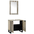 Badezimmerschrank-Set 2 pcs Weiß Massivholz Mango