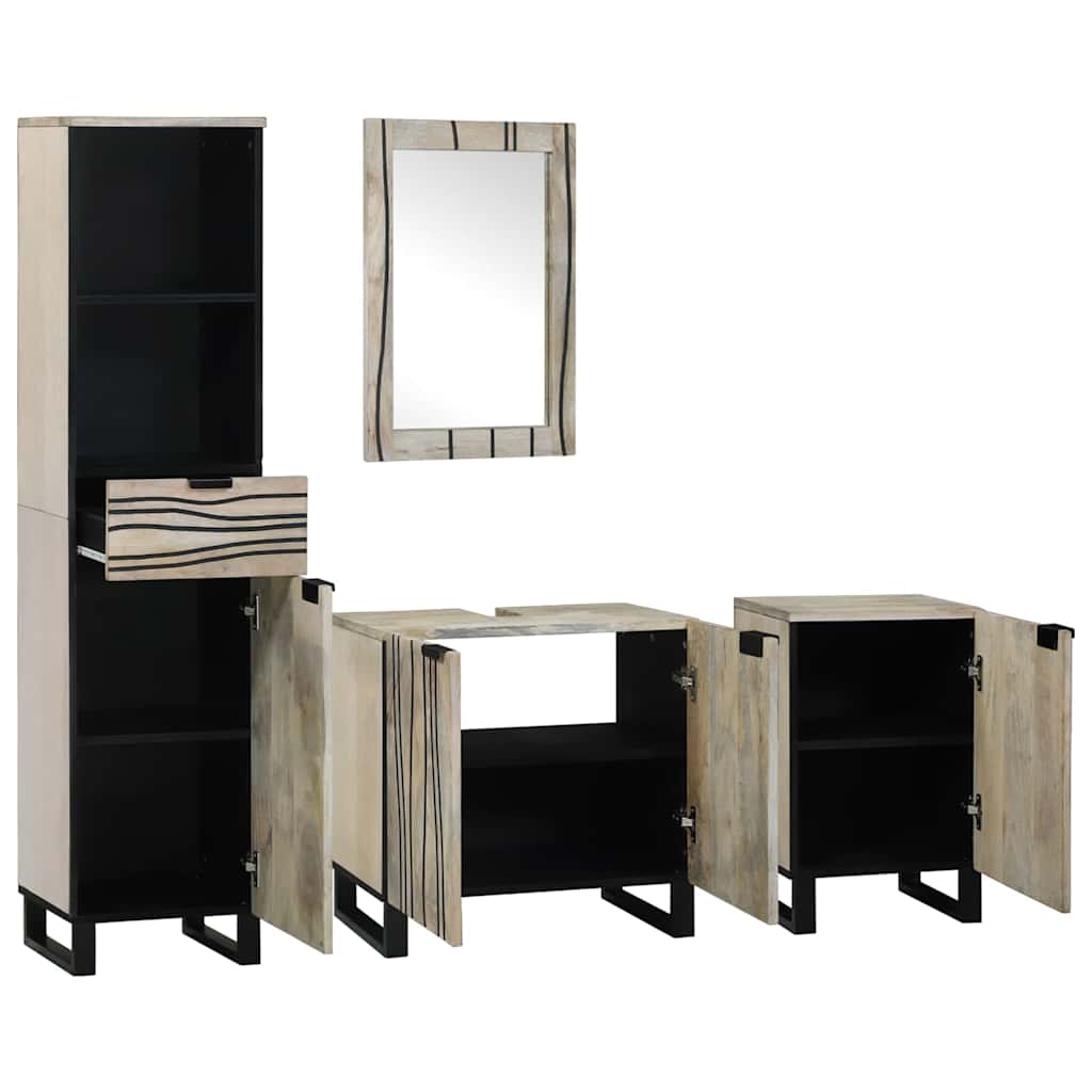 Badezimmermöbel-Set mit Regal 4 pcs Walnussbraun Holzwerkstoff
