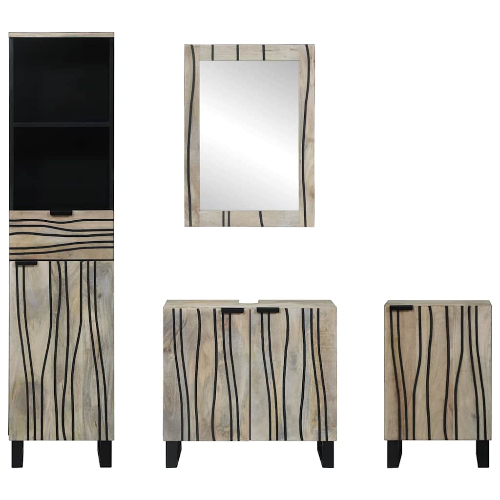 Badezimmermöbel-Set mit Regal 4 pcs Walnussbraun Holzwerkstoff