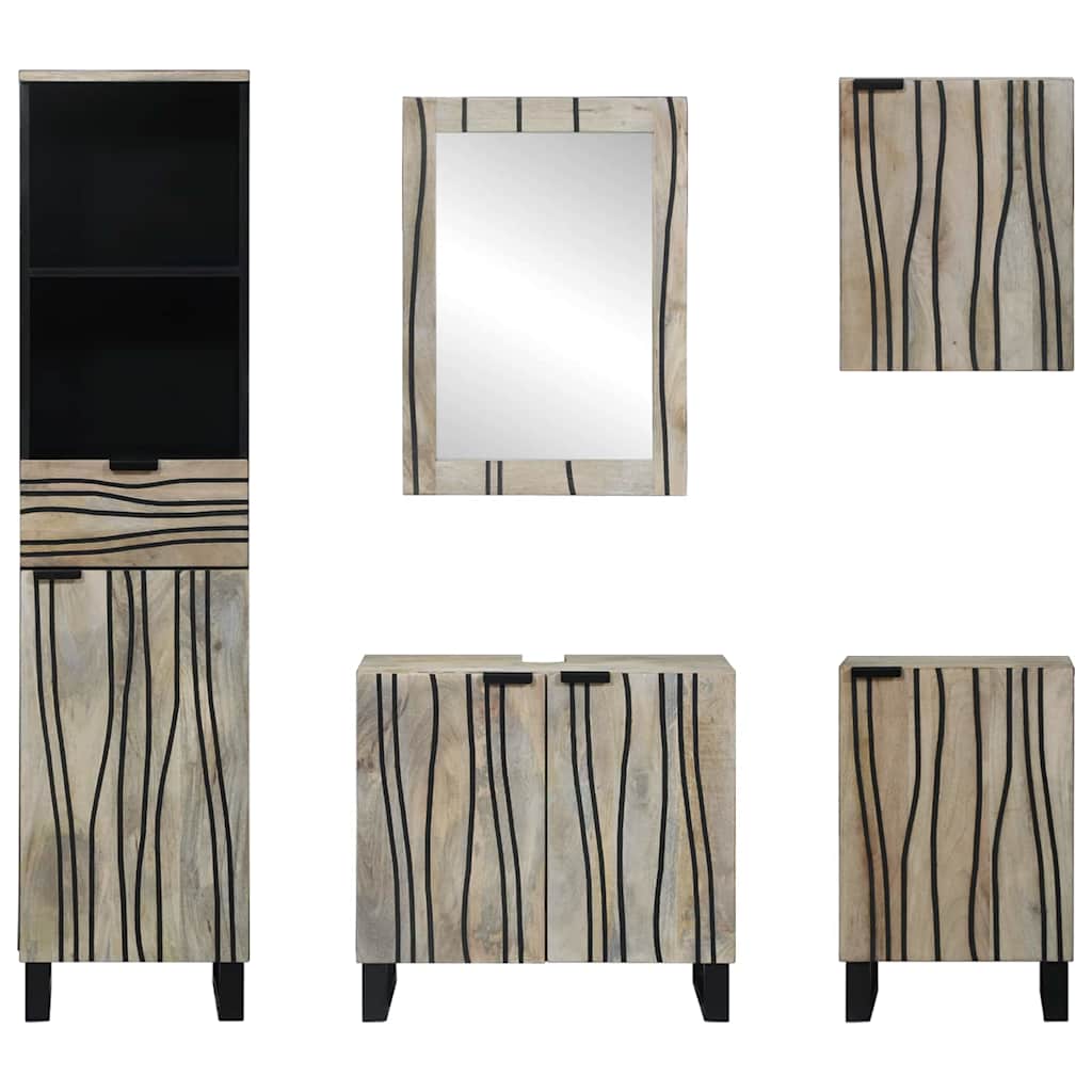Badezimmermöbel-Set mit Regal 5 pcs Walnussbraun Holzwerkstoff