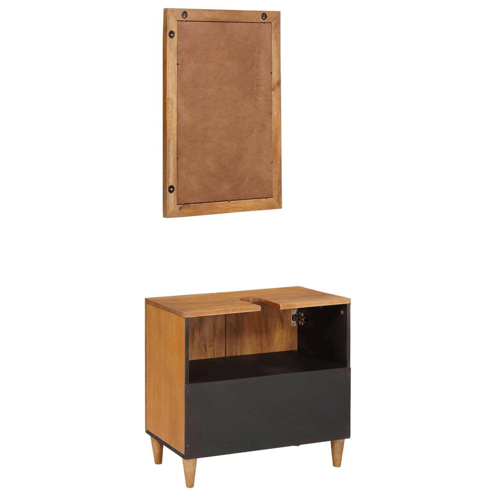 Badezimmermöbel-Set mit Regal mit Tür 2 pcs Braun Holzwerkstoff