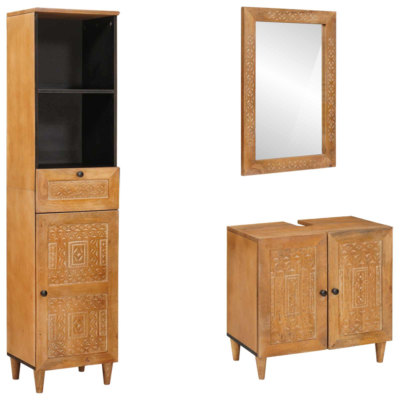 Badezimmermöbel-Set mit Schubladen 3 pcs Braun Holzwerkstoff