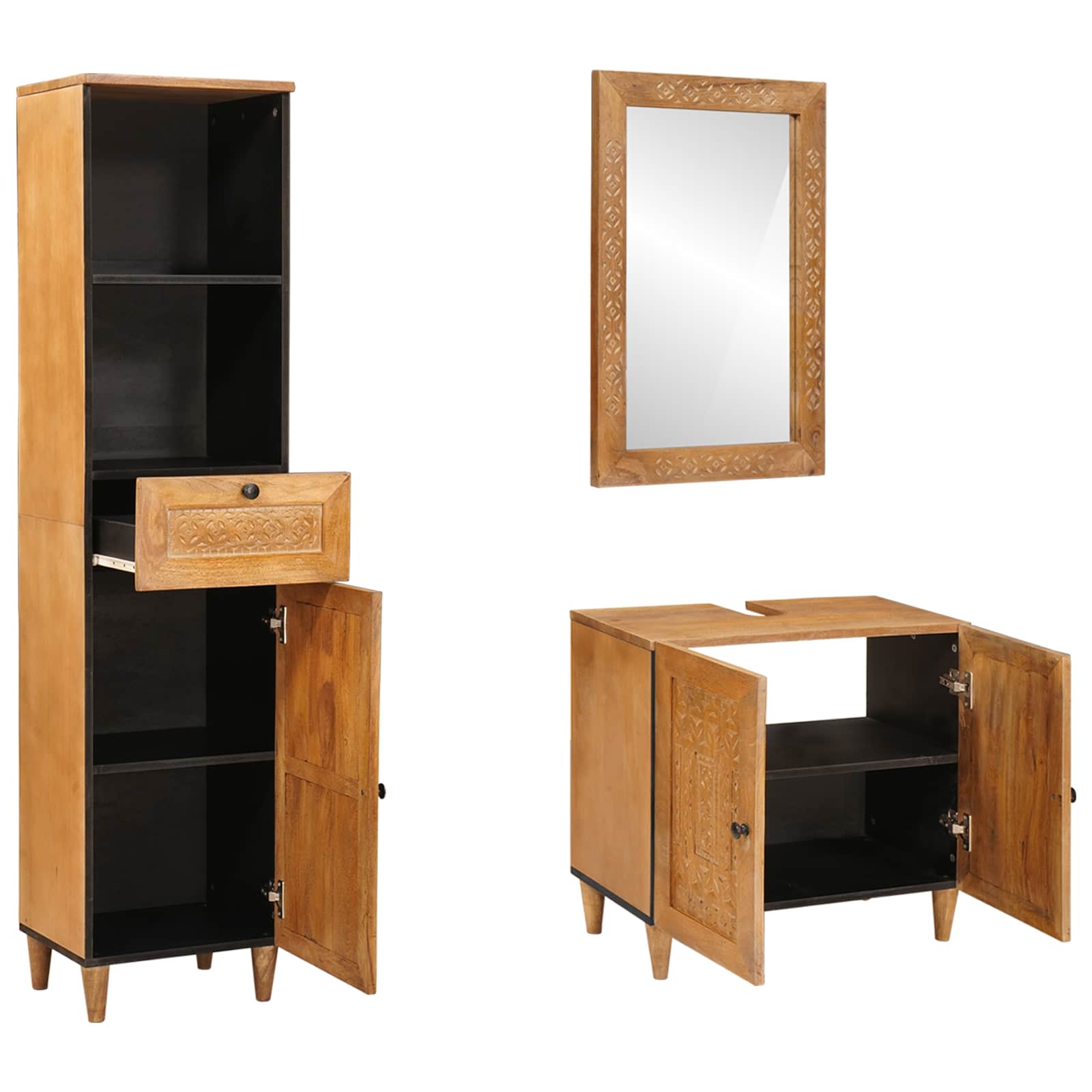Badezimmermöbel-Set mit Schubladen 3 pcs Braun Holzwerkstoff
