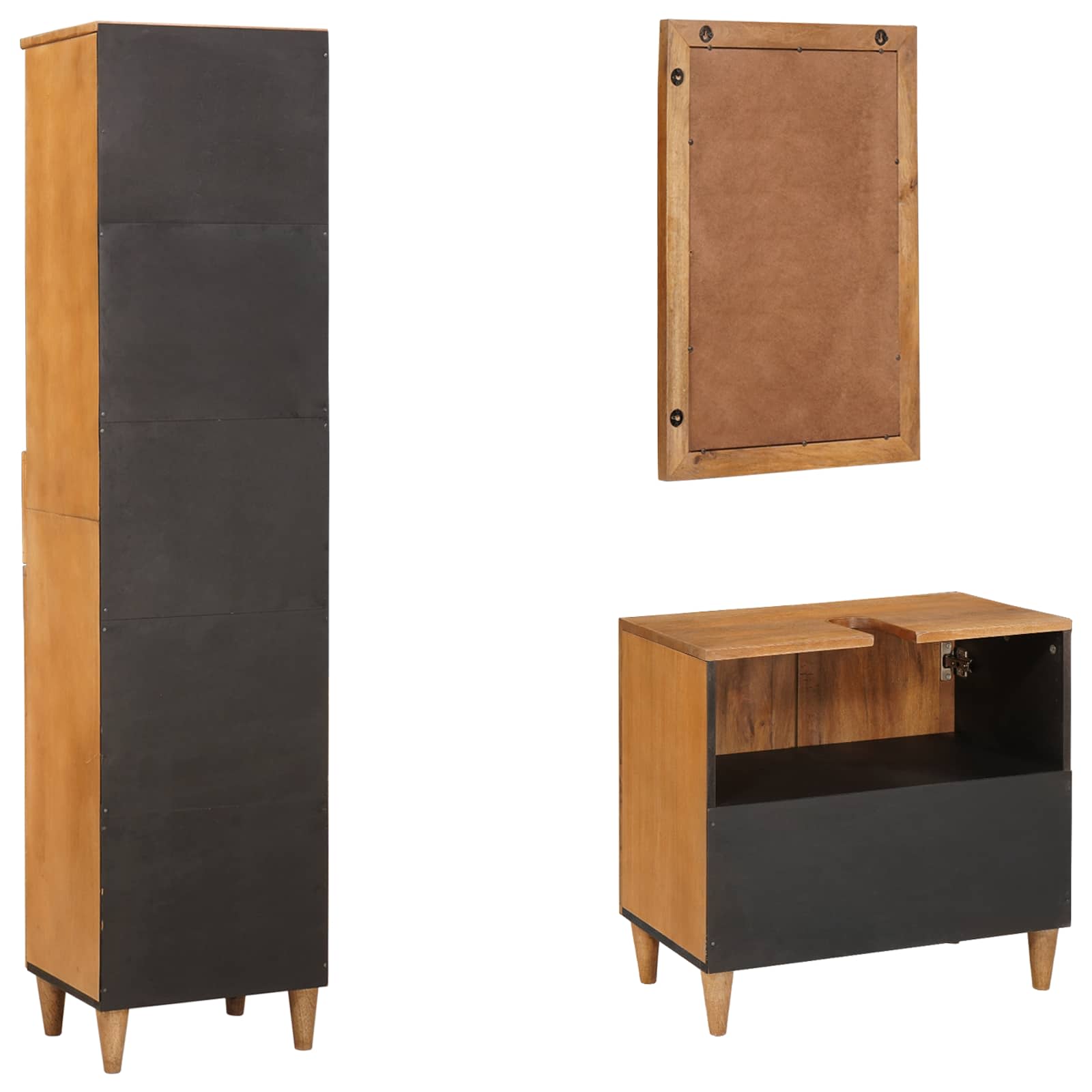 Badezimmermöbel-Set mit Schubladen 3 pcs Braun Holzwerkstoff