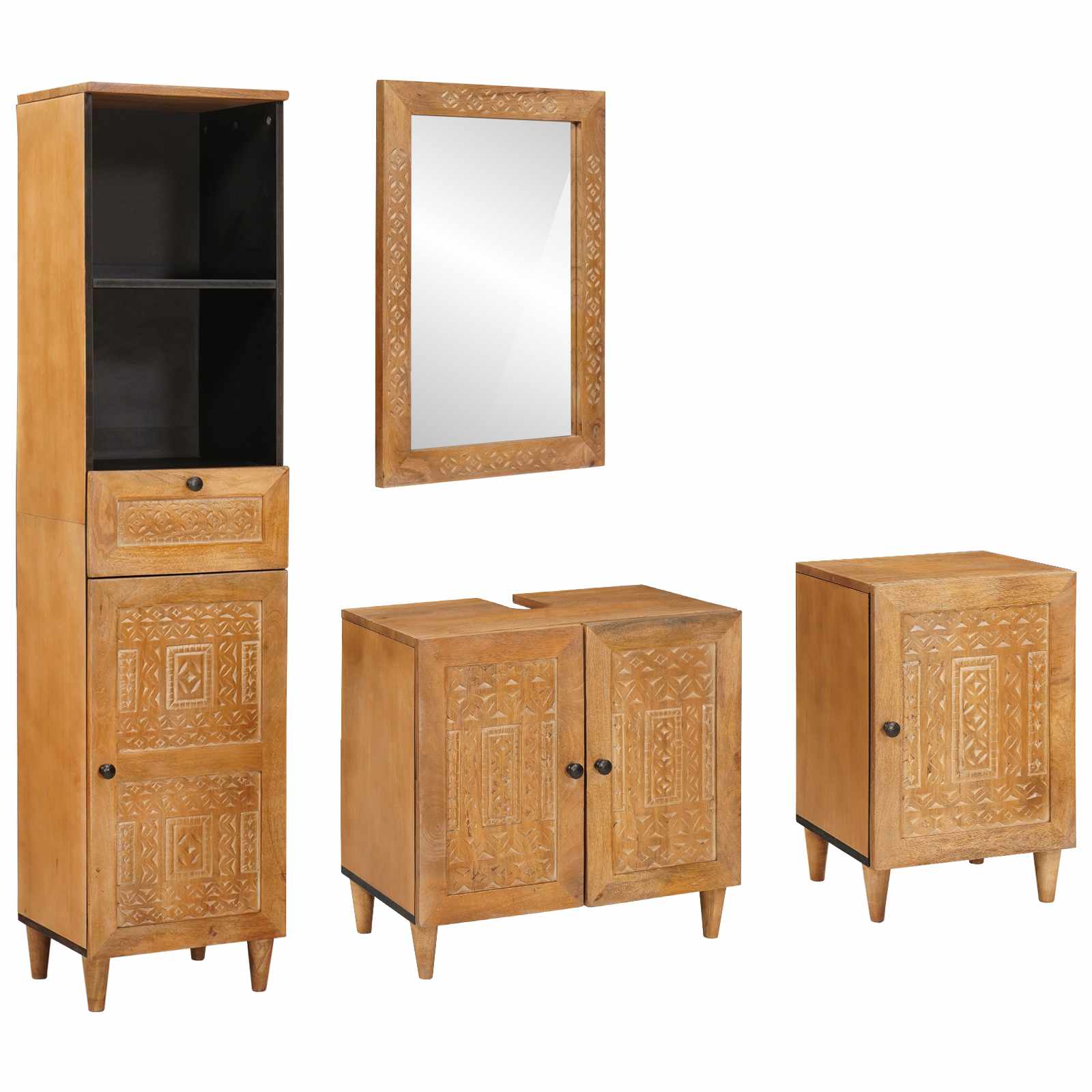 Badezimmermöbel-Set mit Schubladen 4 pcs Braun Holzwerkstoff