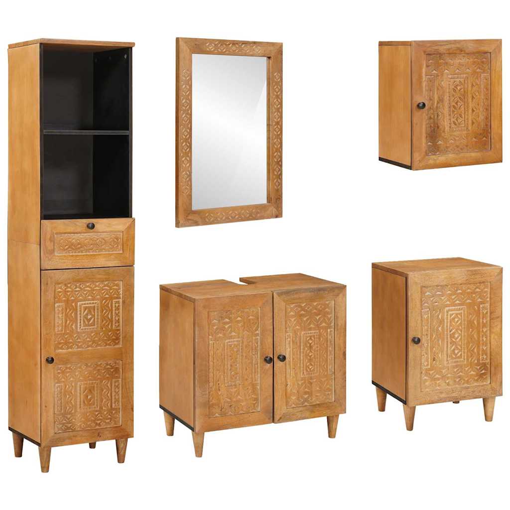 Badezimmermöbel-Set mit Schubladen 5 pcs Braun Holzwerkstoff