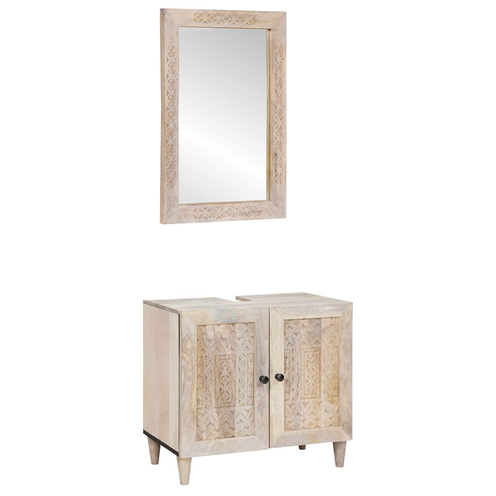 Badezimmermöbel-Set mit Regal mit Tür 2 pcs Weiß Holzwerkstoff