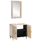 Badezimmermöbel-Set mit Regal mit Tür 2 pcs Weiß Holzwerkstoff