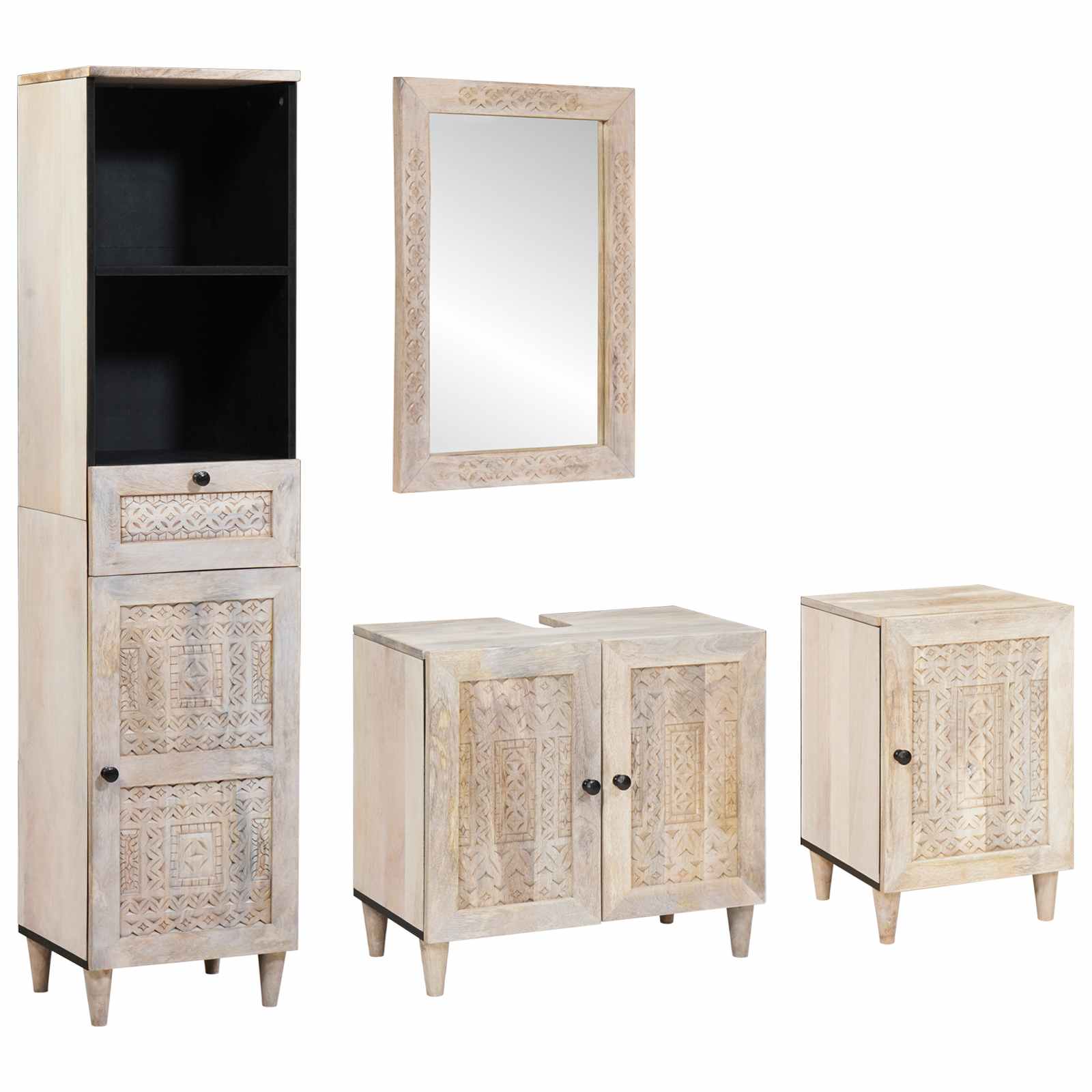 Badezimmermöbel-Set mit Schubladen 4 pcs Weiß Holzwerkstoff