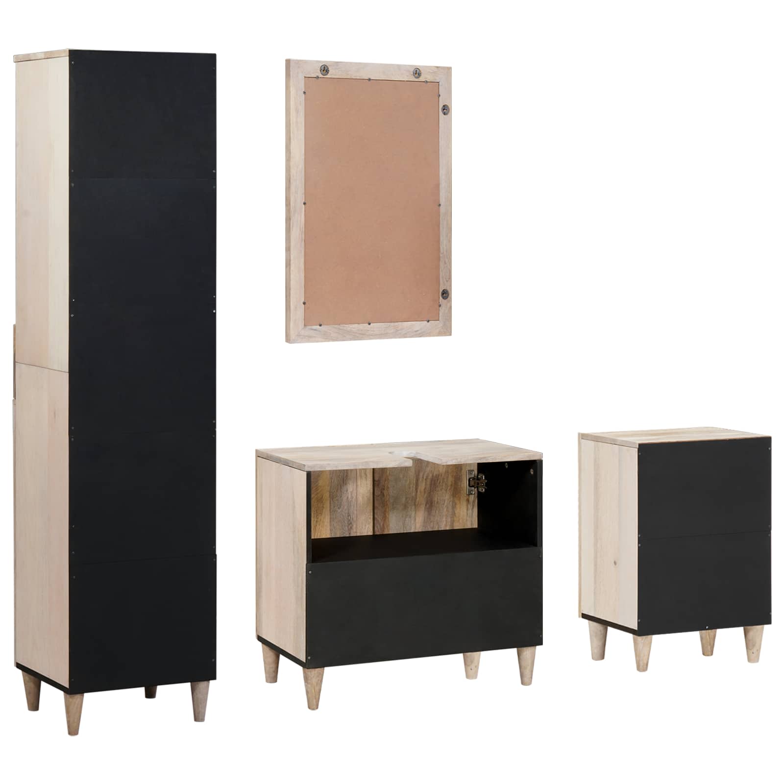 Badezimmermöbel-Set mit Schubladen 4 pcs Weiß Holzwerkstoff