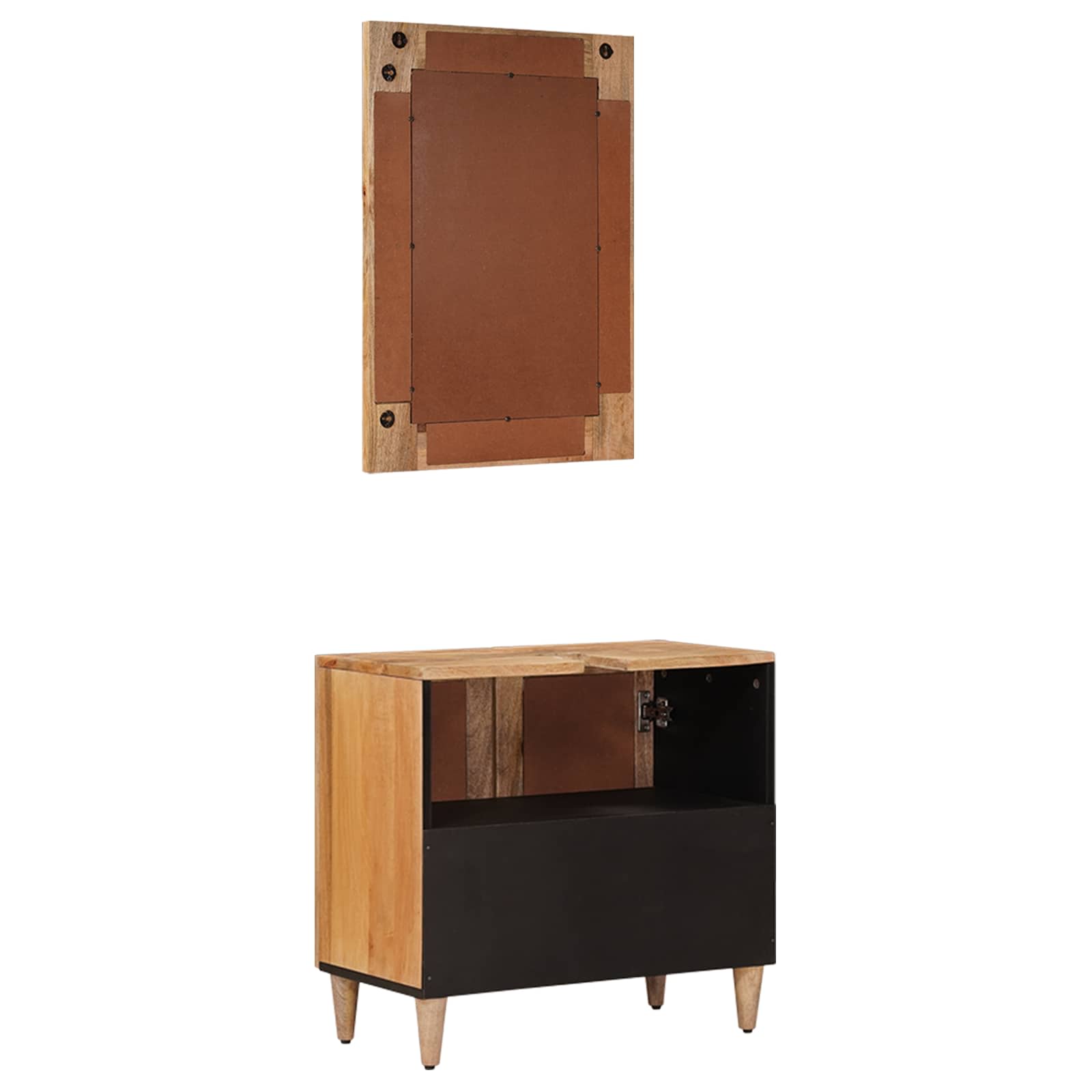 Badezimmermöbel-Set Wandmontiert 2 pcs Natur Massivholz Mango
