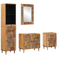 Badezimmermöbel-Set mit Schubladen 4 pcs Natur Massivholz Mango