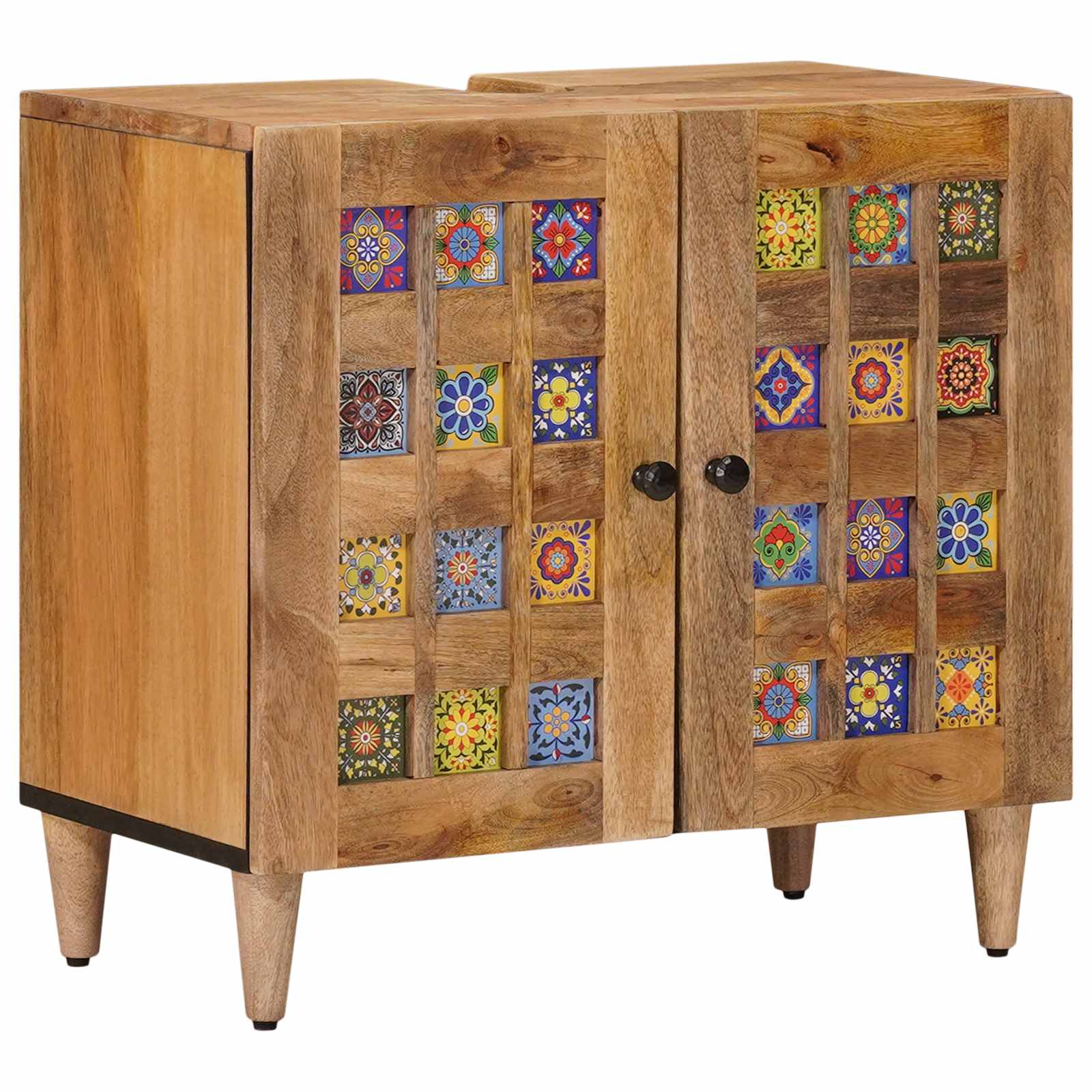 Badezimmermöbel-Set mit Schubladen 5 pcs Natur Massivholz Mango