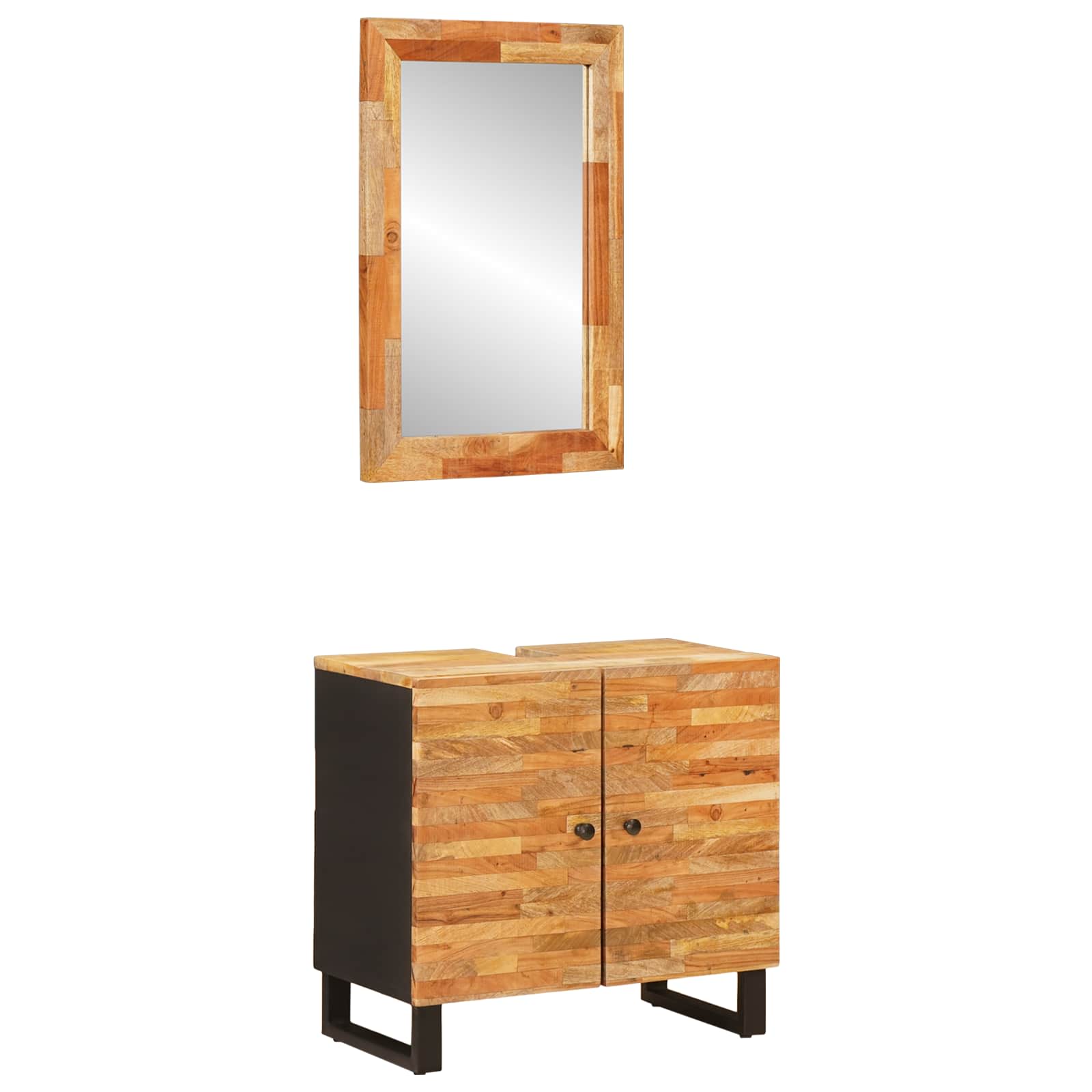 Badezimmer Sets mit Speicher 2 pcs Natur Massivholz Mango
