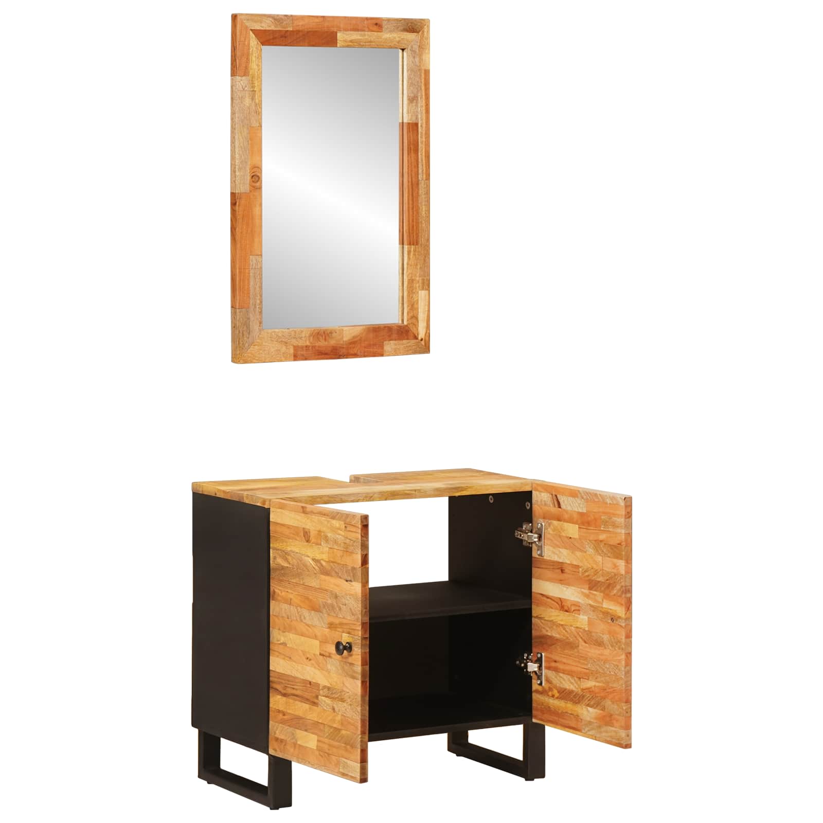 Badezimmer Sets mit Speicher 2 pcs Natur Massivholz Mango