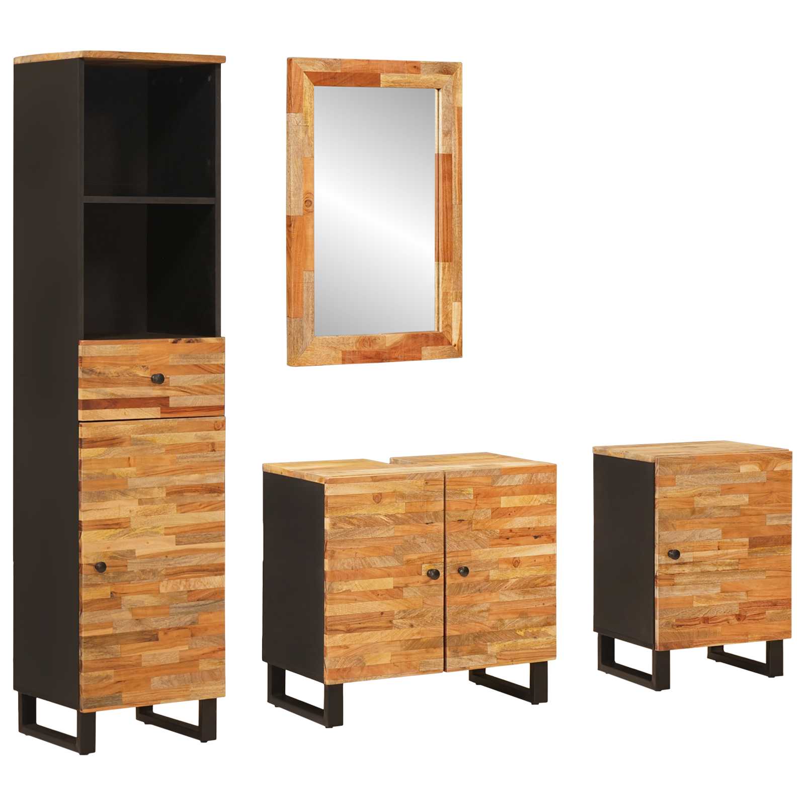 Badezimmer Sets mit Schubladen mit Regal Natur Massivholz Mango