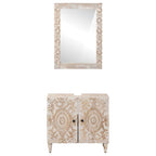 Badezimmermöbel-Set Wandmontiert 2 pcs Weiß Massivholz Mango
