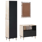 Badezimmermöbel-Set mit Schubladen 3 pcs Weiß Massivholz Mango